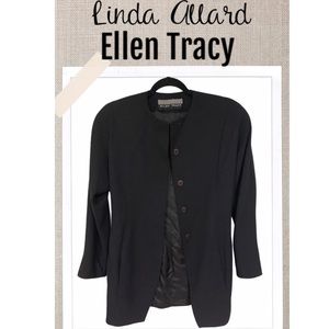 Linda Allard Blazer by Ellen Tracy stunning collarless wool blazer Size 6